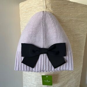 Kate Spade Kids Lavender Knit Hat with Black Bow